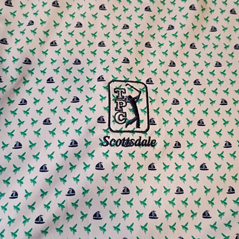 FootJoy TPC Scottsdale Mens 2XL Golf Polo Shirt White Sailboat Palm Tree Print
